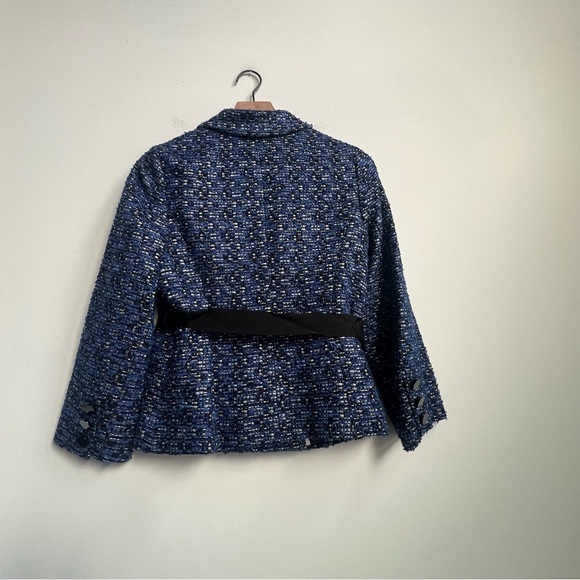 Kate Spade TAVI Jacket Rendezvous Blue Tweed Boucle Silver Lining Tinsel Tweed 4 - Picture 13 of 15
